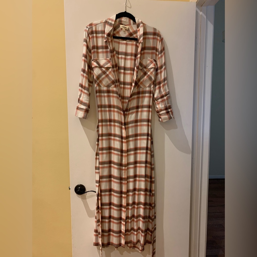 L’AGENCE plaid button down maxi